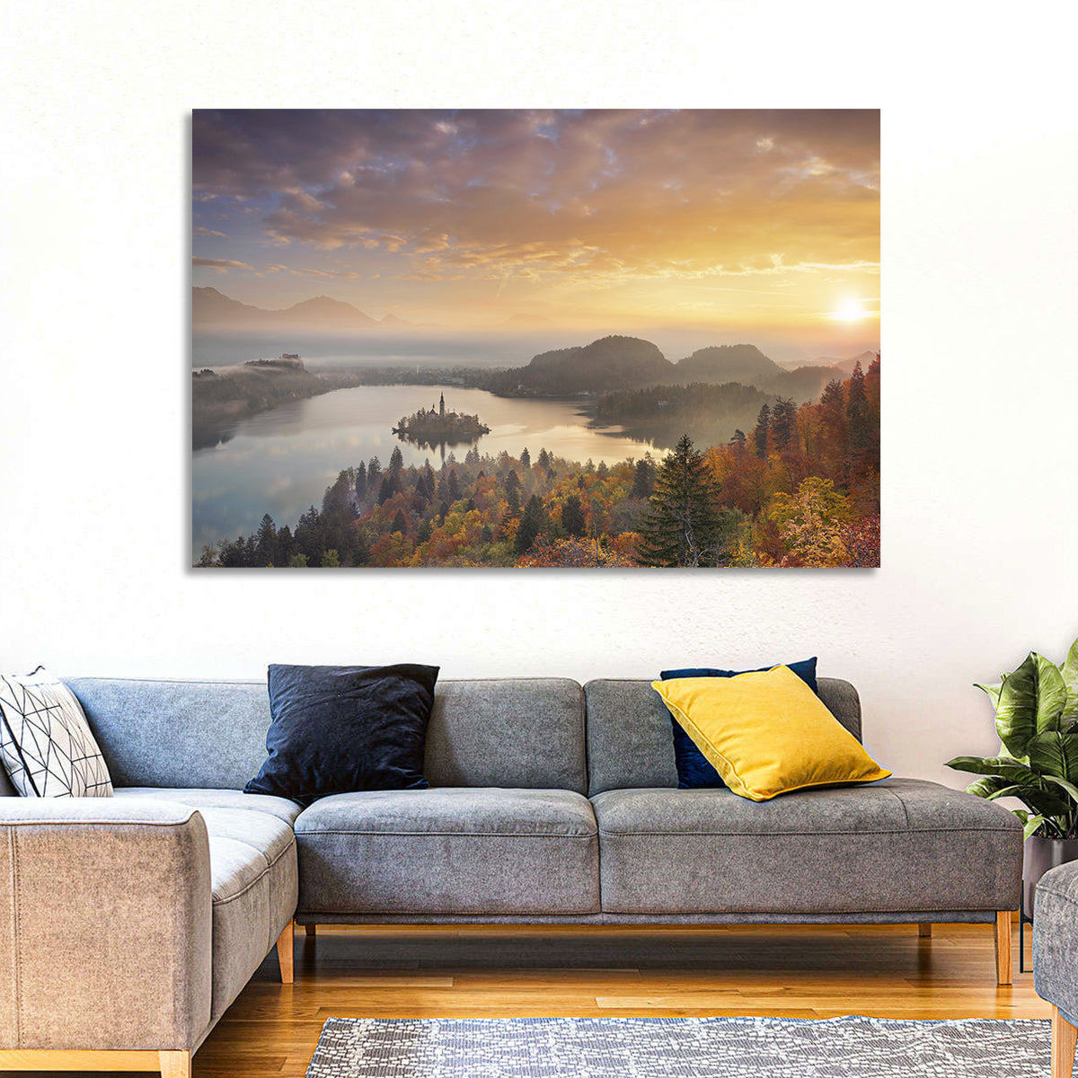 Autumn Morning at Lake Bled Wall Art