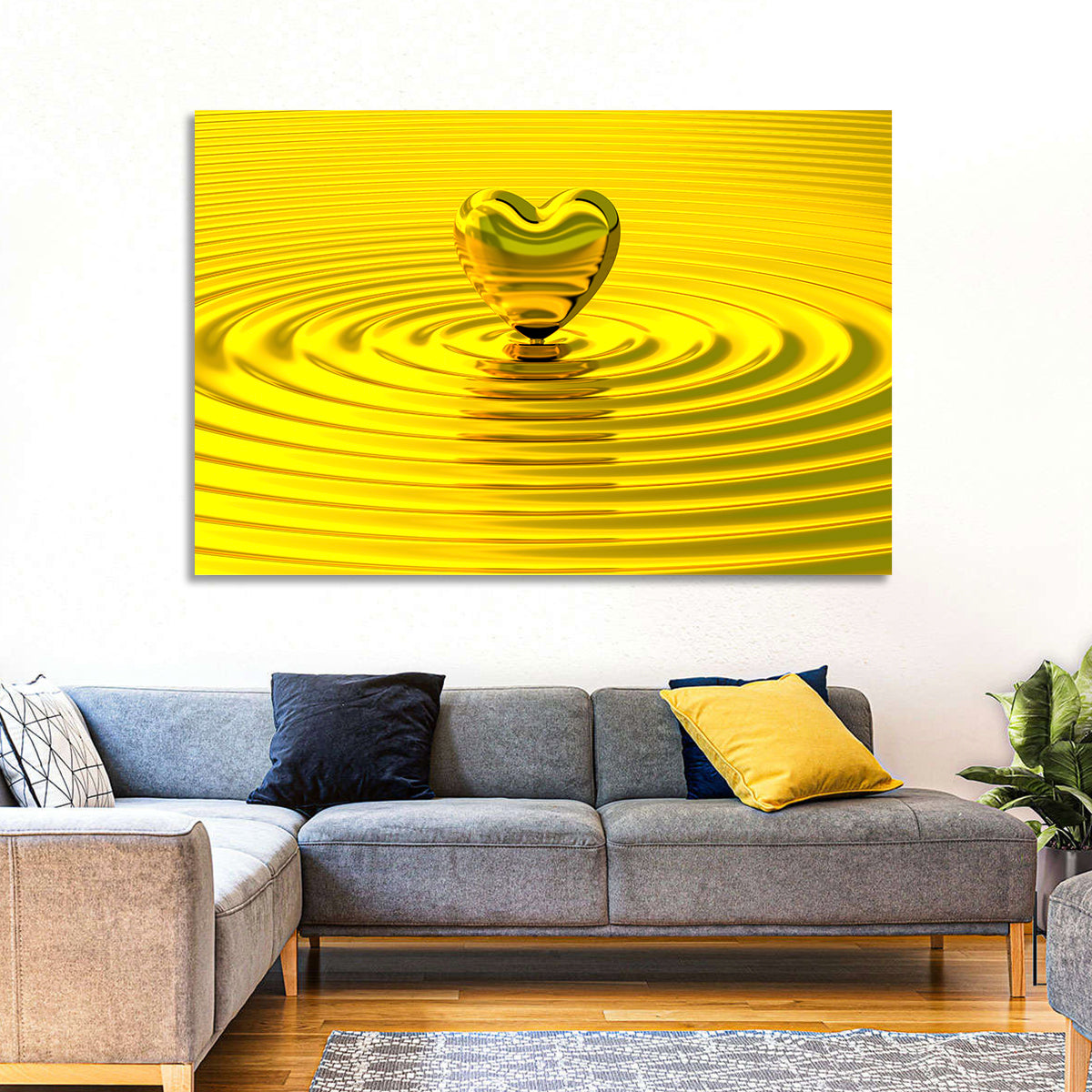 Golden Heart Ripples Wall Art