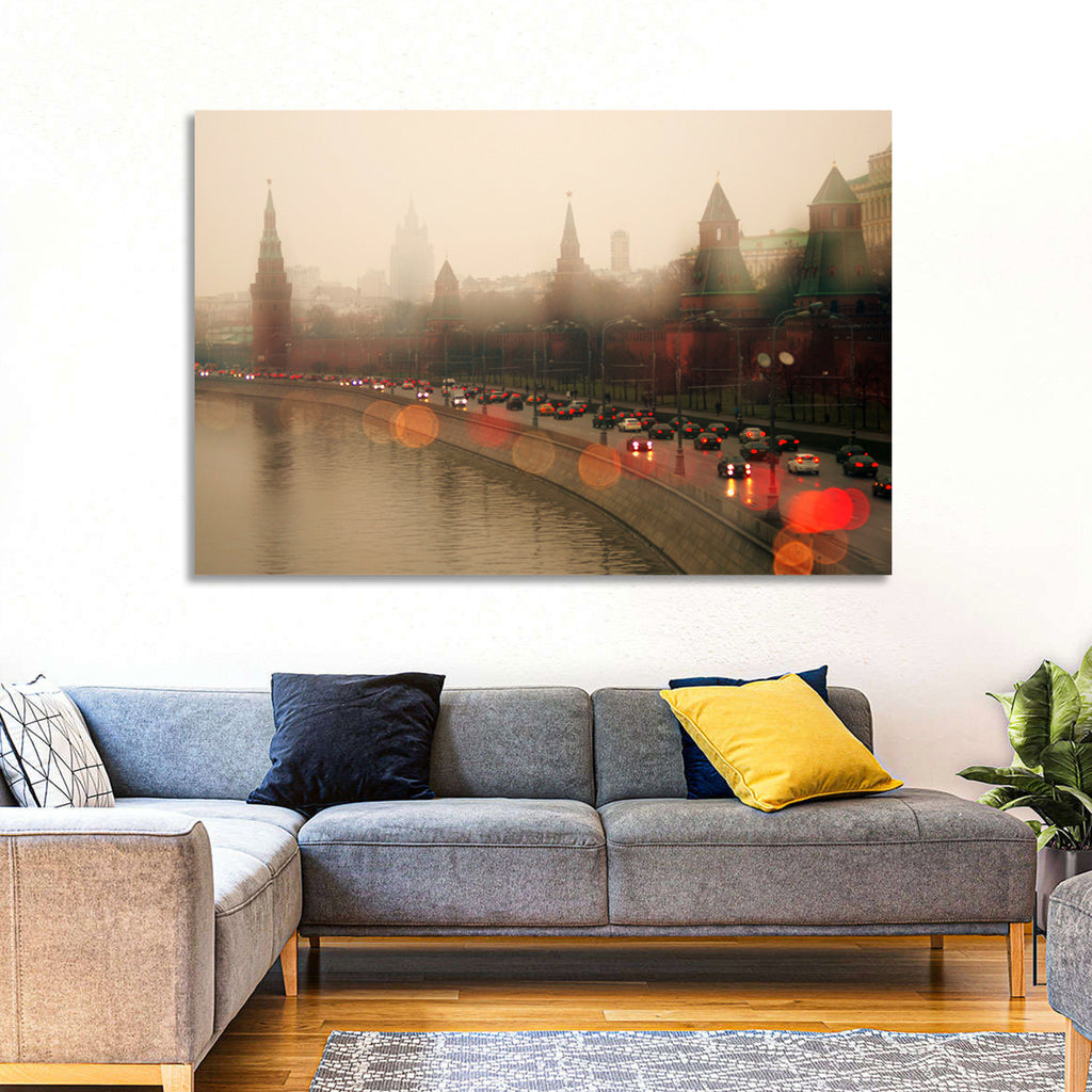 Foggy Moscow Kremlin at Dusk Wall Art