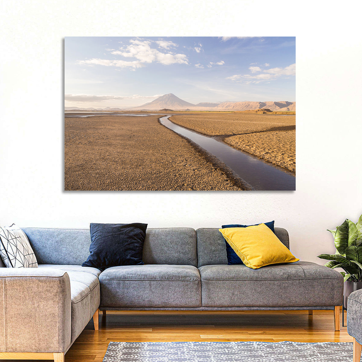 Lake Natron with Ol Doinyo Lengai Wall Art in a room, landscape