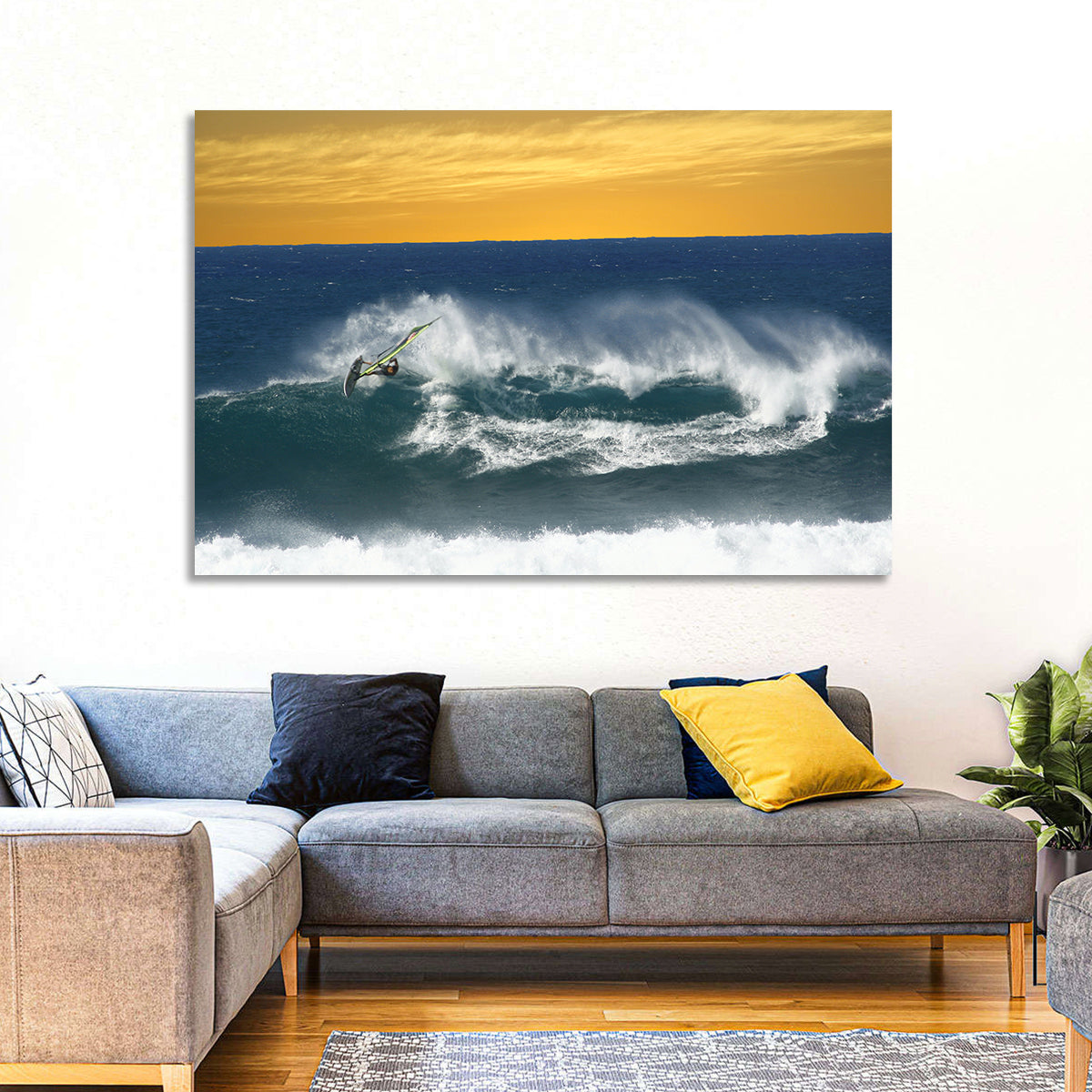 Windsurfer at Golden Wave Wall Art