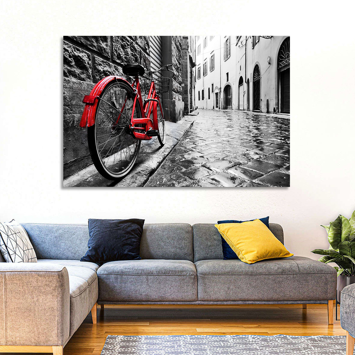 Retro Bicycle in Street Wall Art