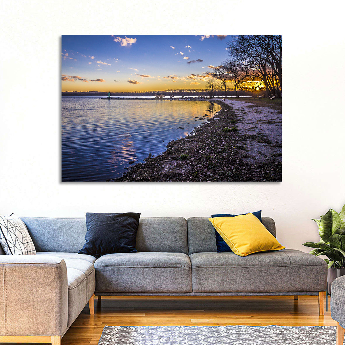 Onondaga Lake Sunset Wall Art in a room, landscape