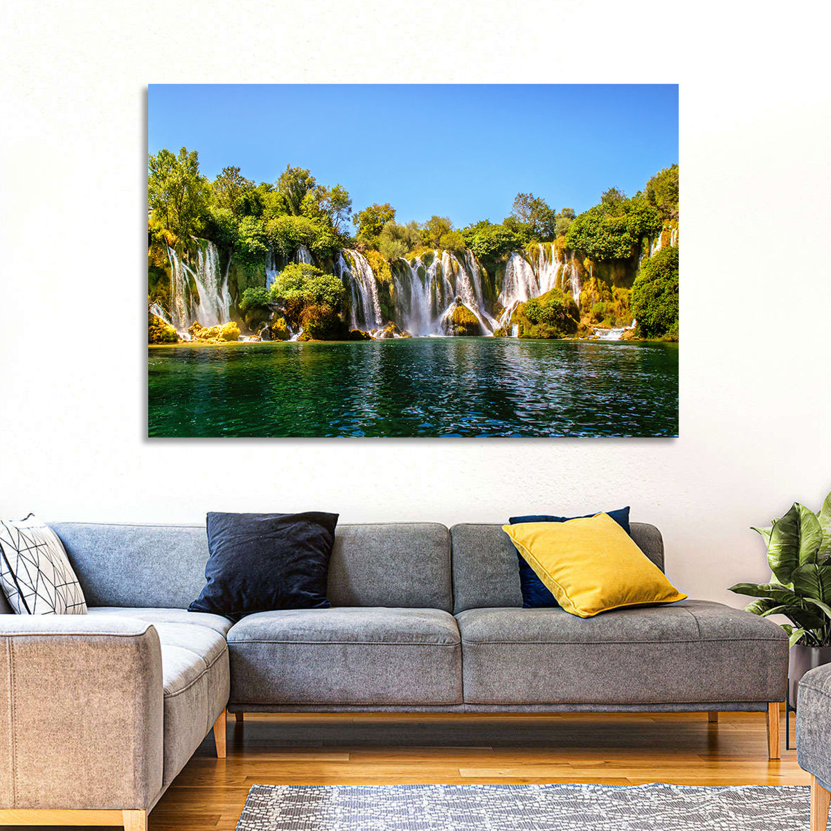 Kravice Waterfalls Wall Art in a room, landscape