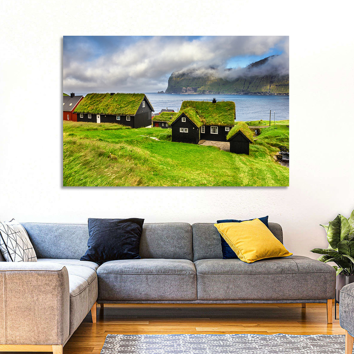 Saksun Village Landscape Wall Art in a room, landscape
