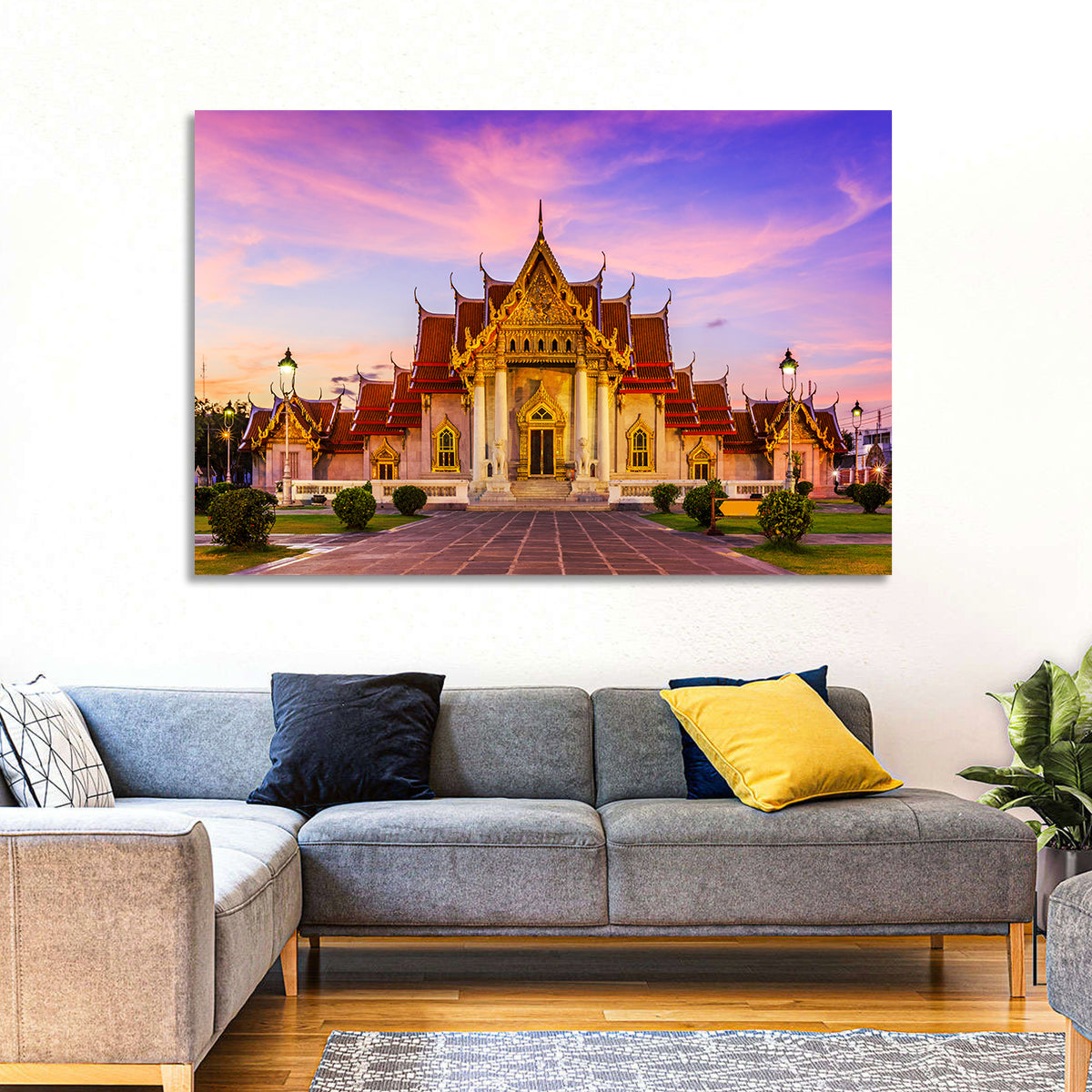 Wat Benchamabophit at Dusk Wall Art in a room, landscape