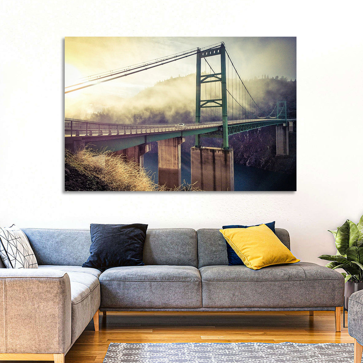 Bridge Over Lake Oroville Wall Art in a room, landscape
