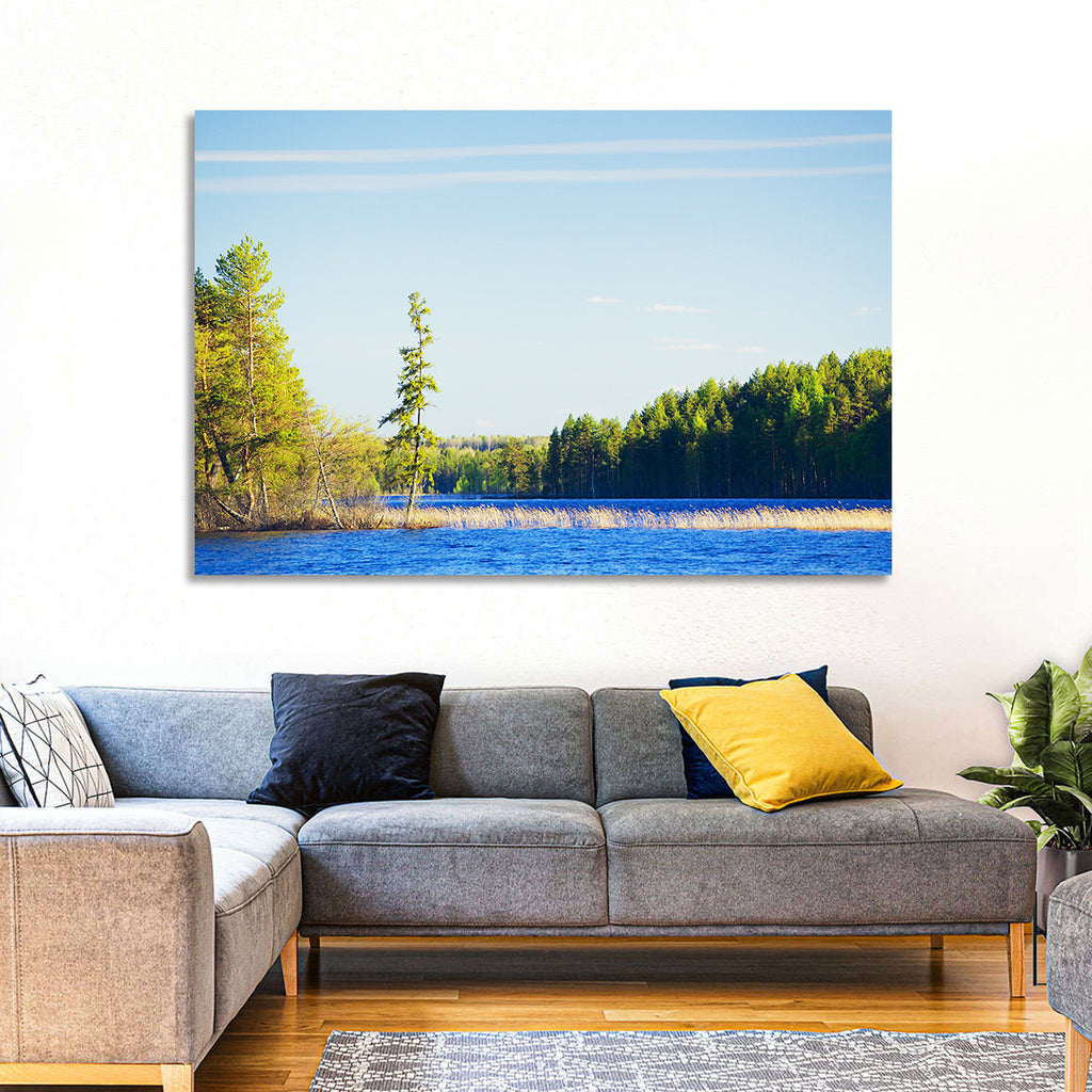 Summer Forest Lake Shoreline Wall Art