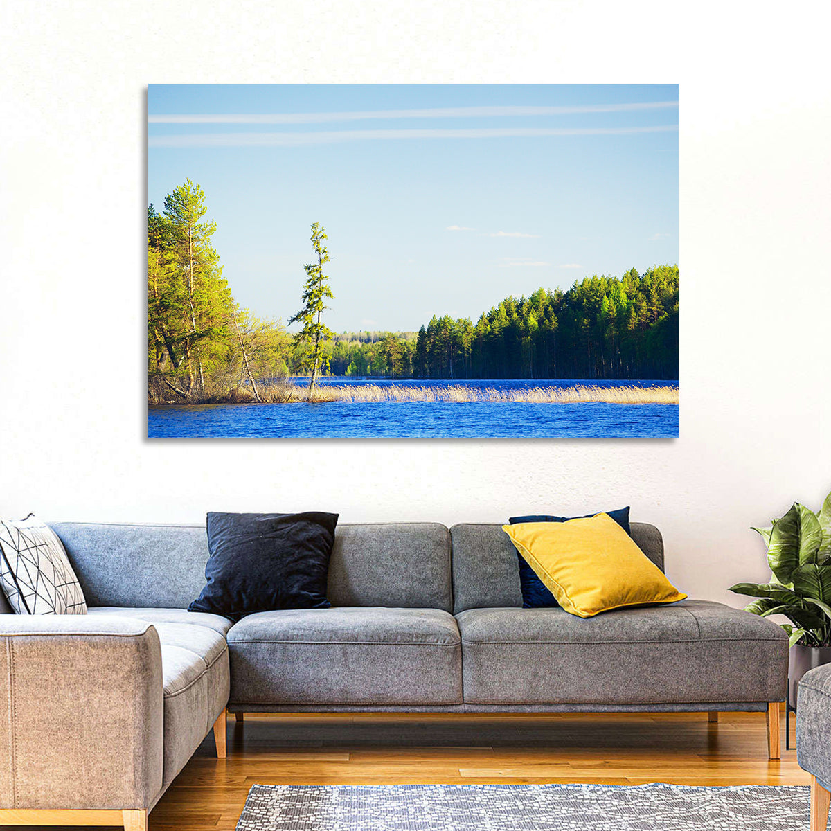 Summer Forest Lake Shoreline Wall Art