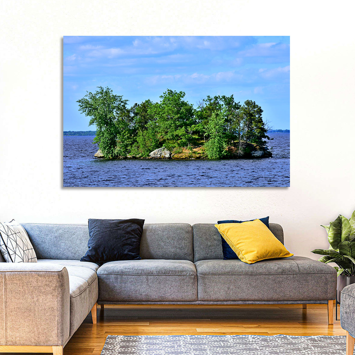 Petenwell Lake Island Wall Art in a room, landscape