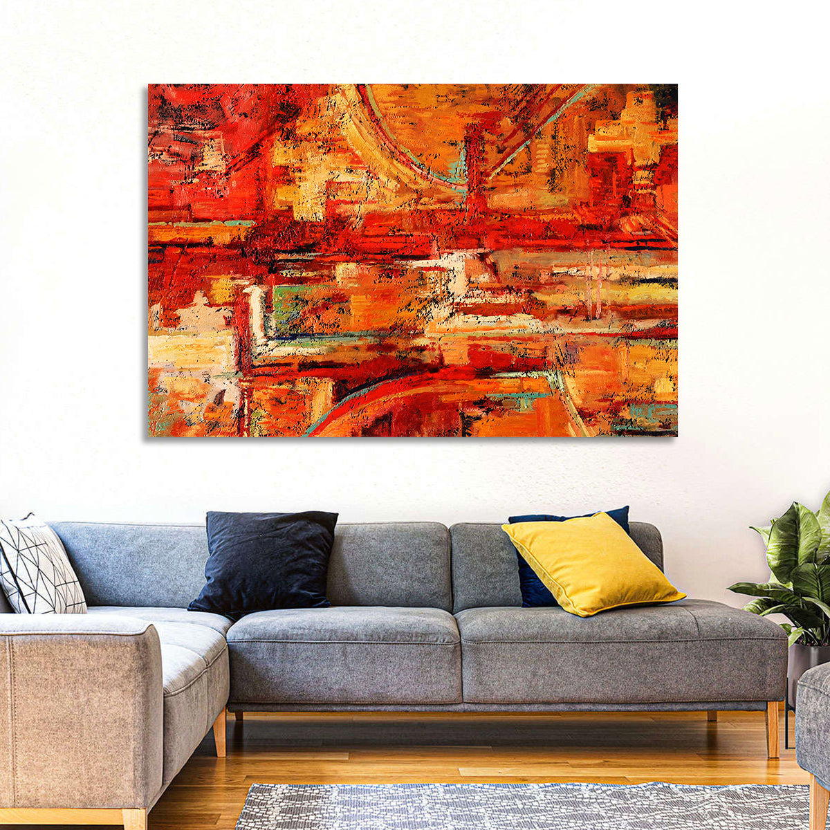 Vibrant Impasto Color Blocks Wall Art