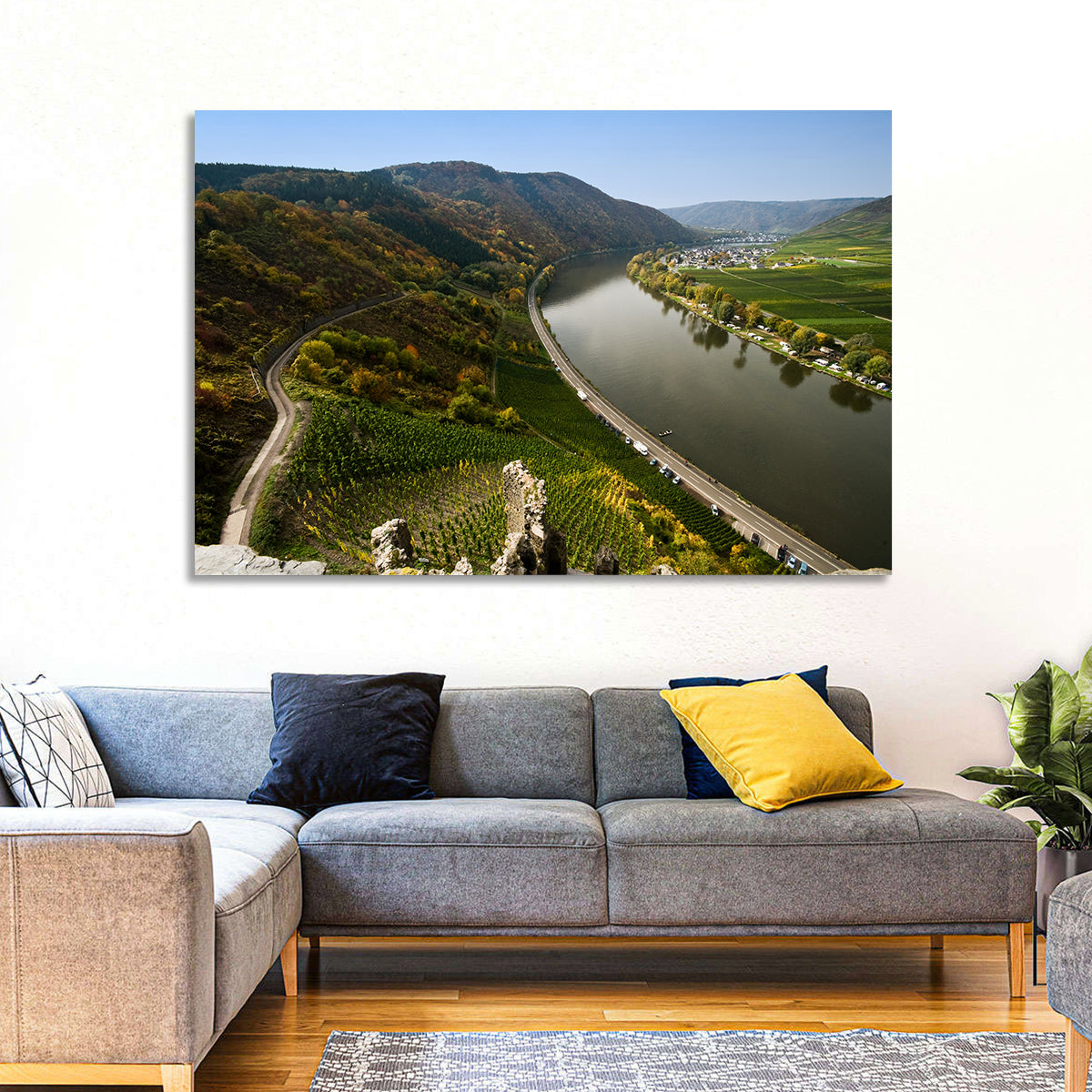 Mosel Valley at Bremm, Germany Wall Art in a room, landscape
