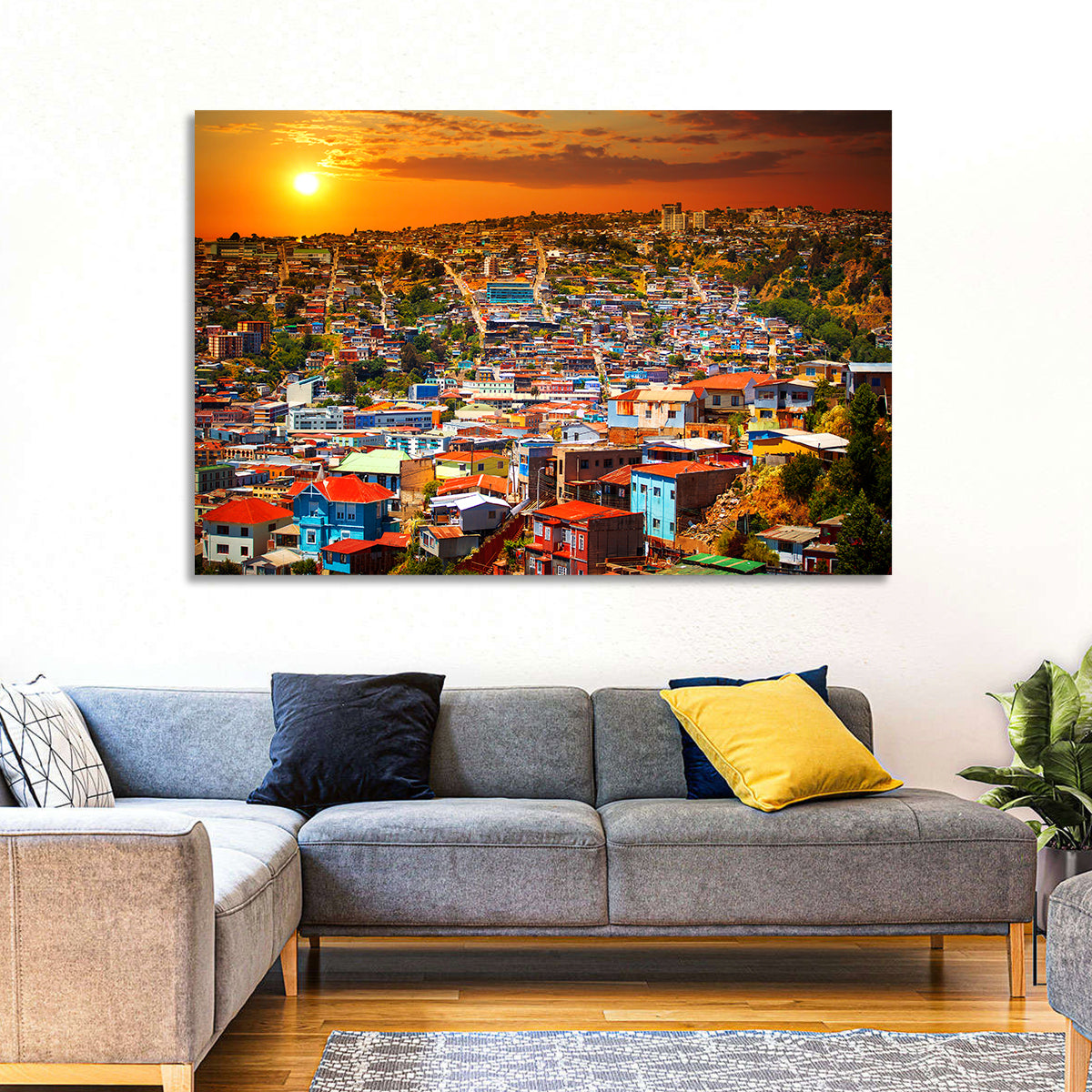 Valparaíso Hills Sunset Wall Art