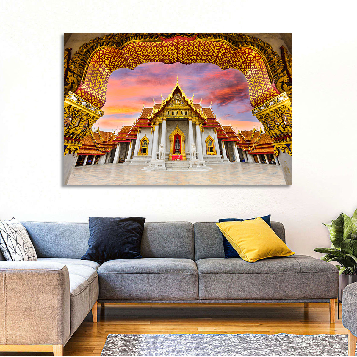 Marble Temple at Sunset Wall Art in a room, landscape