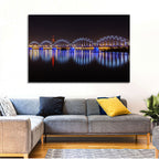 Riga Railway Bridge Nightscape Wall Art