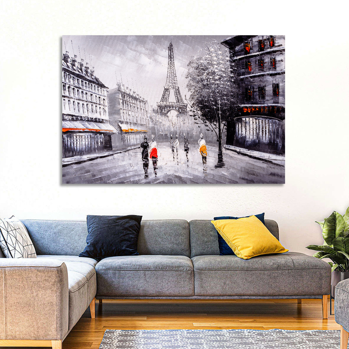 Paris Street with Eiffel Tower Wall Art
