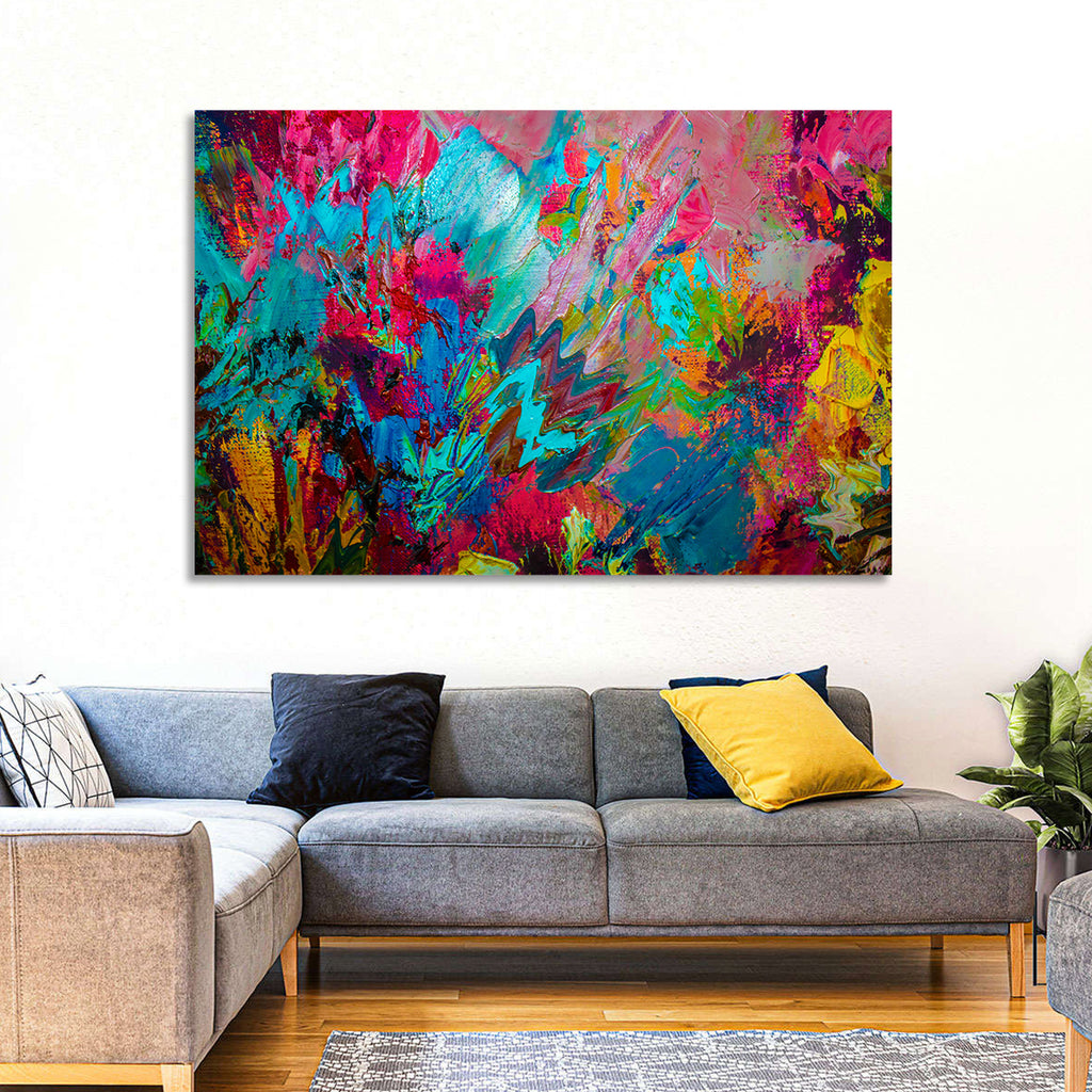 Vibrant Impasto Color Burst Abstract Wall Art