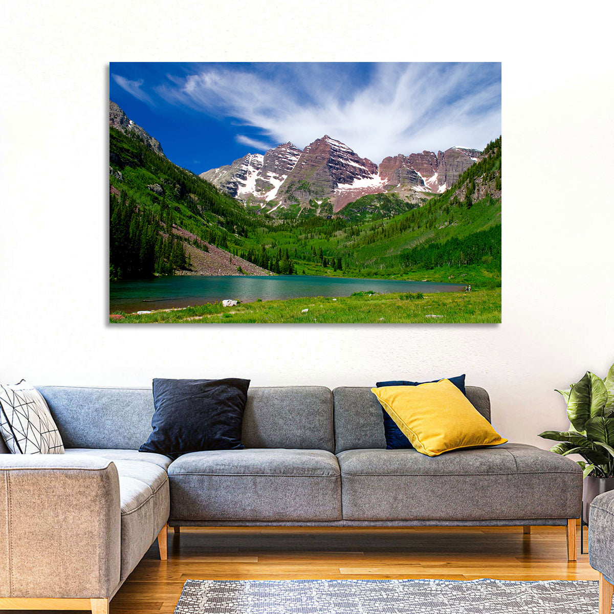 Maroon Bells Reflections at Maroon Lake Wall Art in a room, landscape
