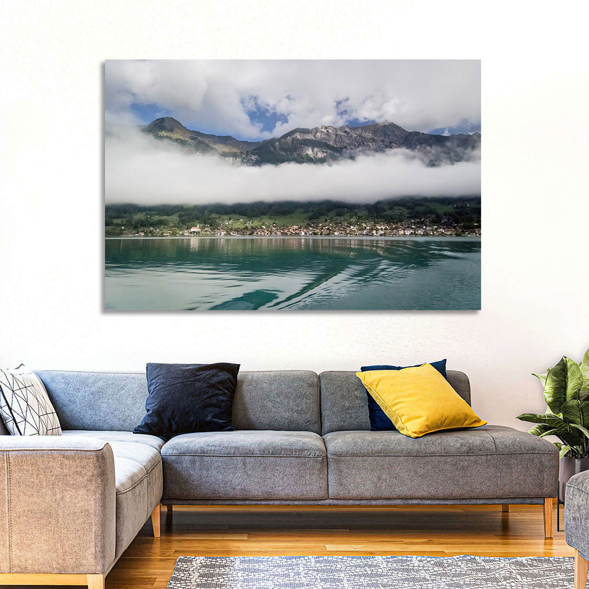 Lake Brienz Reflection Wall Art in a room, landscape