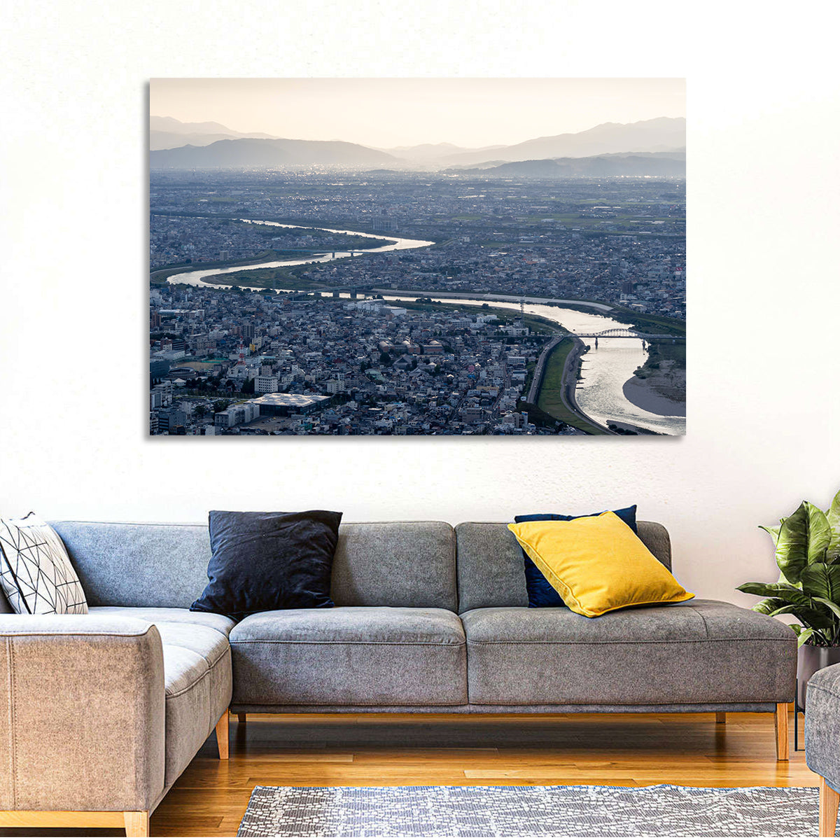 Gifu Aerial River View Wall Art