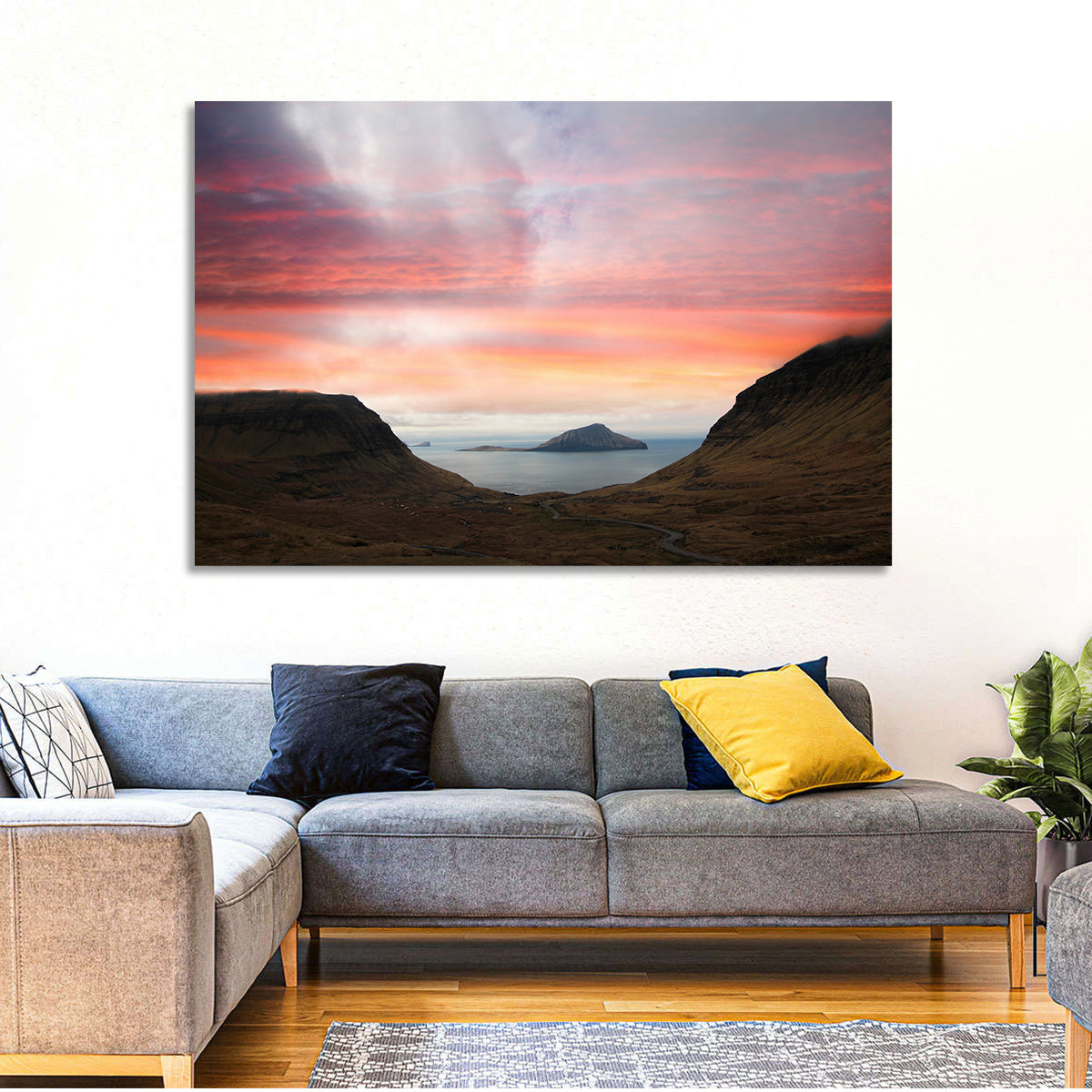 Klakkur Dusk Over Kalsoy Wall Art in a room, landscape