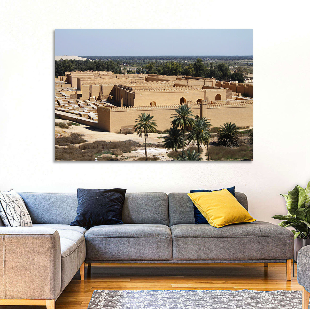 Babylon Palace Ruins Wall Art in a room, landscape