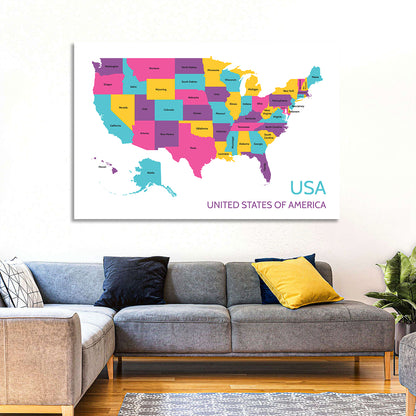 USA Detailed Map Wall Art