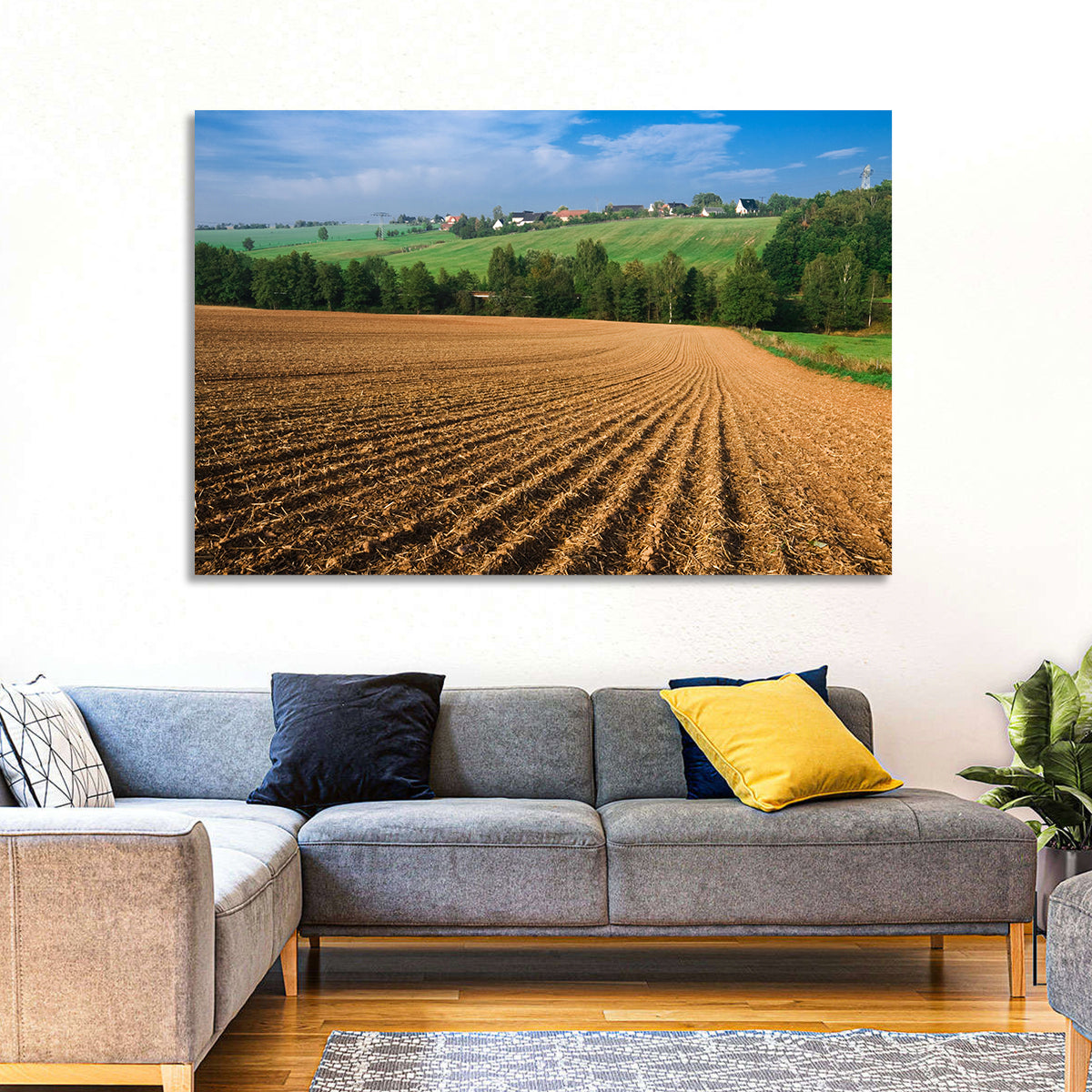 Kansas Wheat Fields Wall Art in a room, landscape