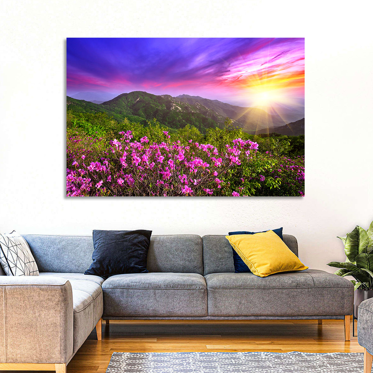 Hwangmaesan Mountain Sunset Wall Art in a room, landscape