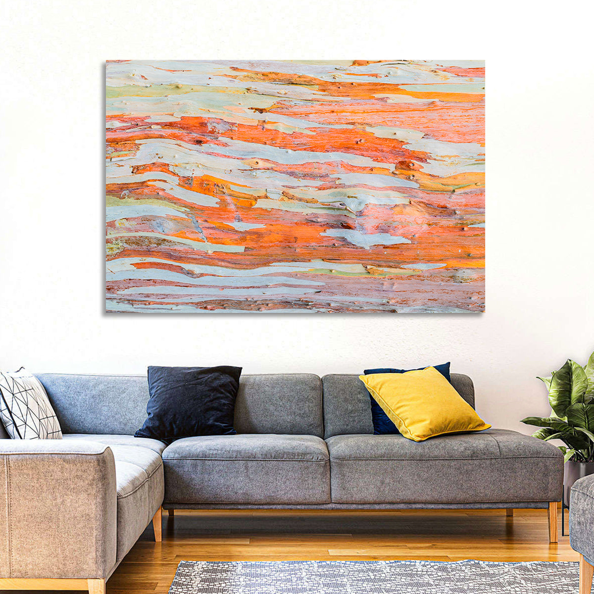 Abstract Eucalyptus Bark Layers Wall Art in a room, landscape