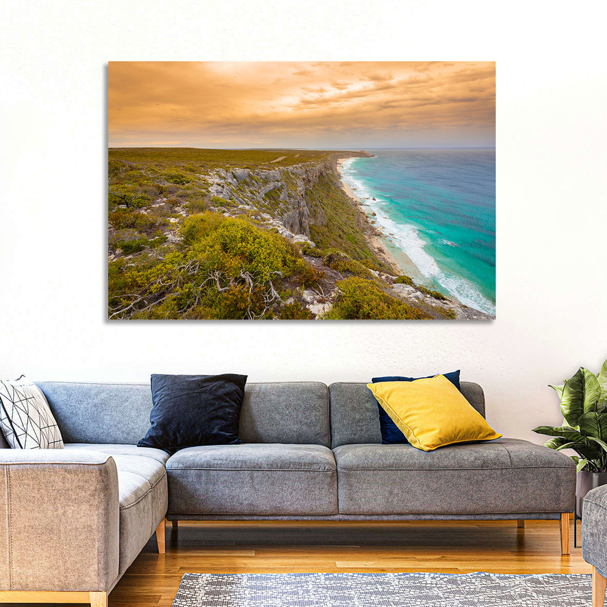 Kangaroo Island Turquoise Cliff Coast Wall Art in a room, landscape