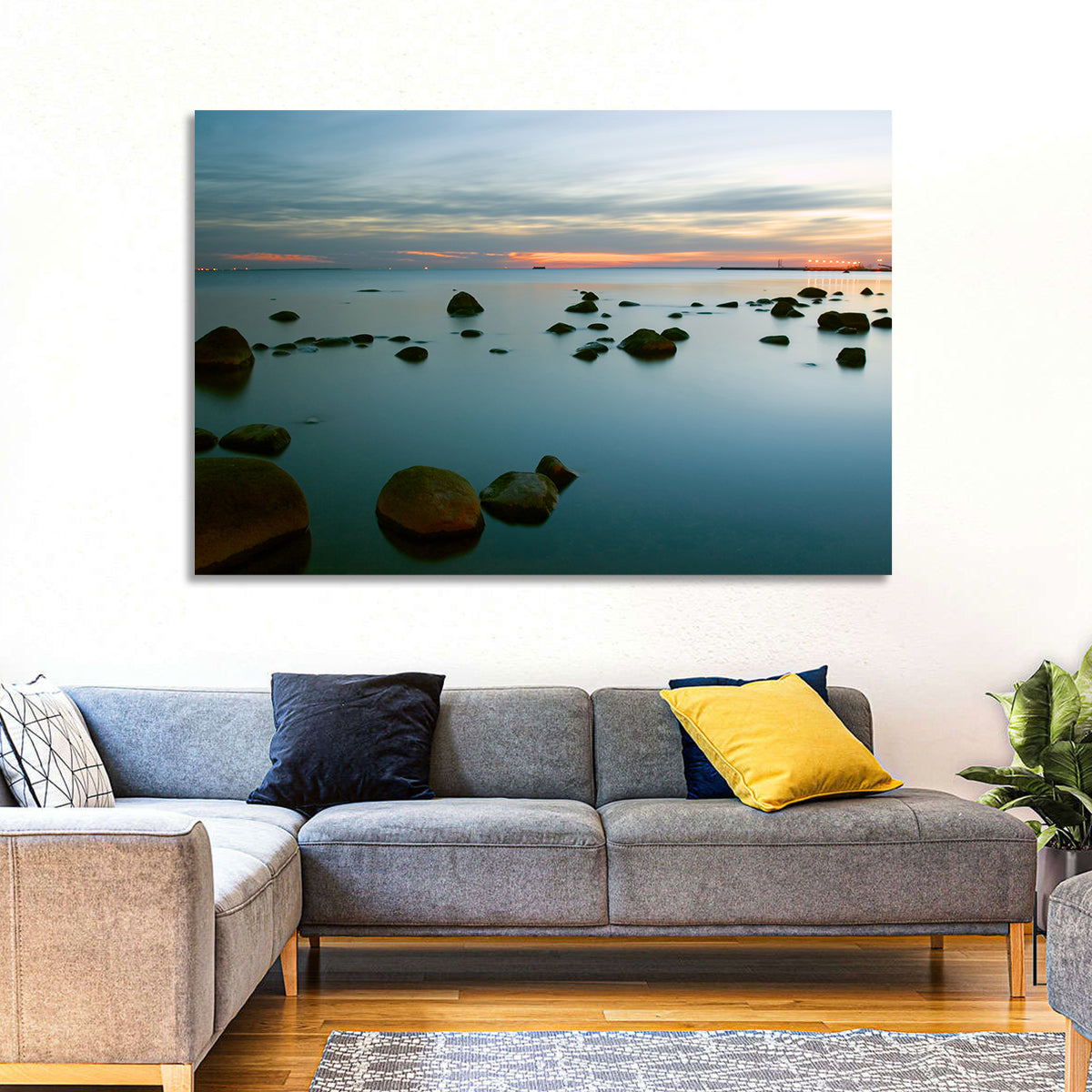 Baltic Sea at Twilight Wall Art in a room, landscape