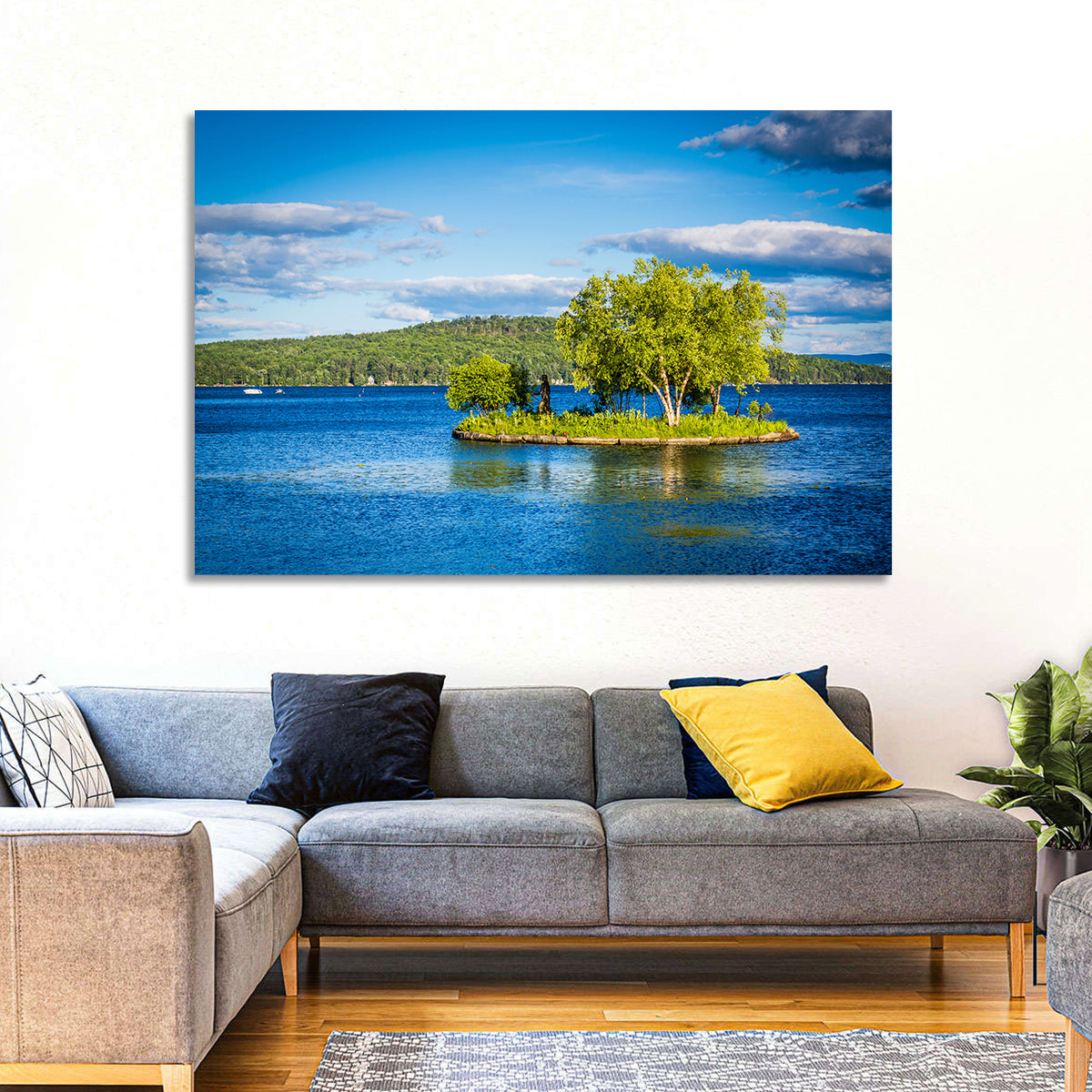 Lake Winnipesaukee Landscape Wall Art in a room, landscape