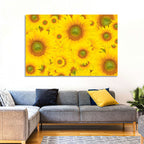 Sunflower Field Close-up in Yellow Wall Art