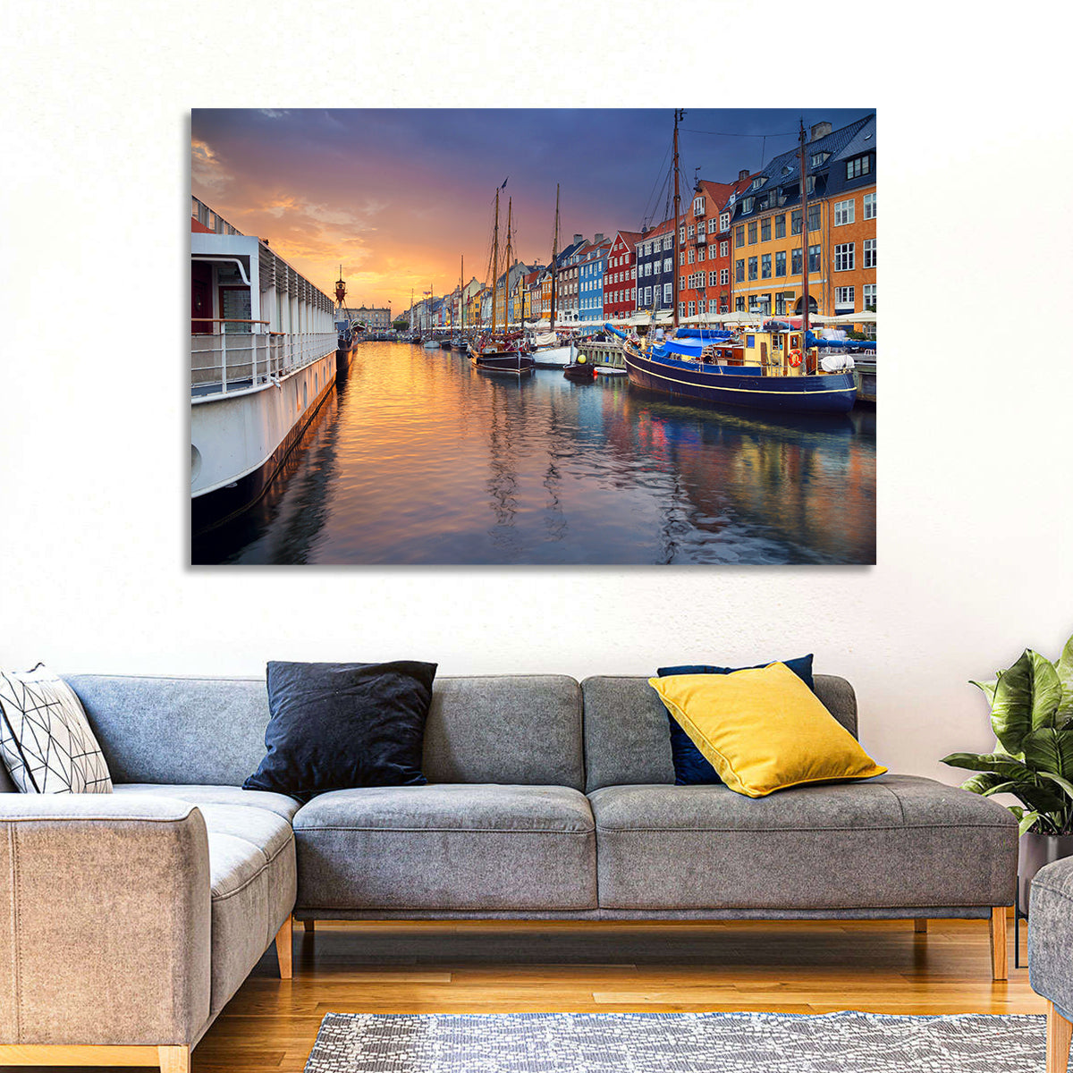 Nyhavn Canal at Sunset Wall Art
