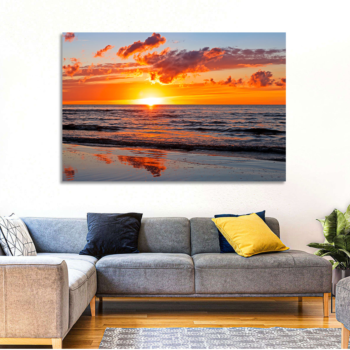 Sunset Over the Baltic Wall Art in a room, landscape
