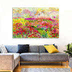 Summer Poppy Meadow Watercolor Wall Art