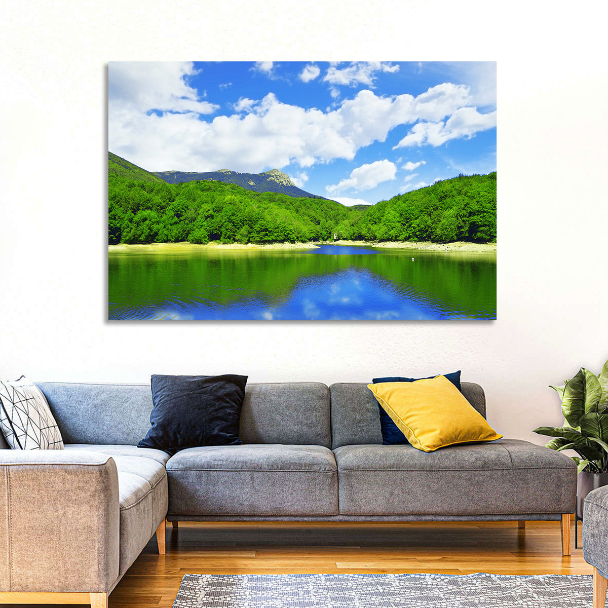 Montseny Mountains from Santa Fe Lake Wall Art in a room, landscape