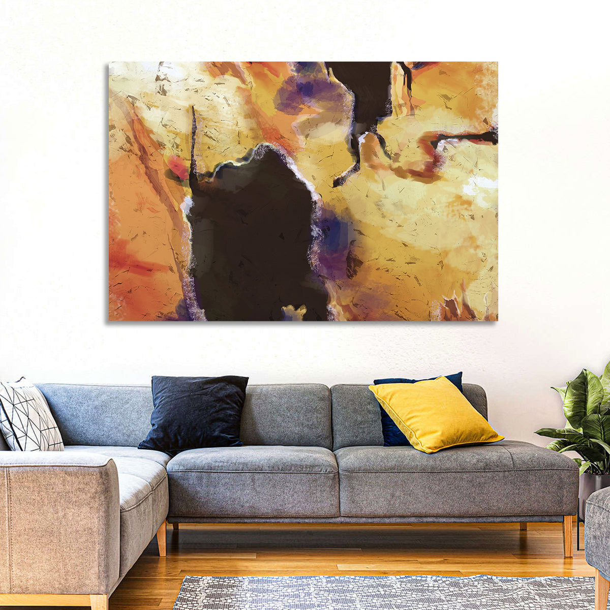 Merging Continents Textured Abstract Wall Art in a room, landscape