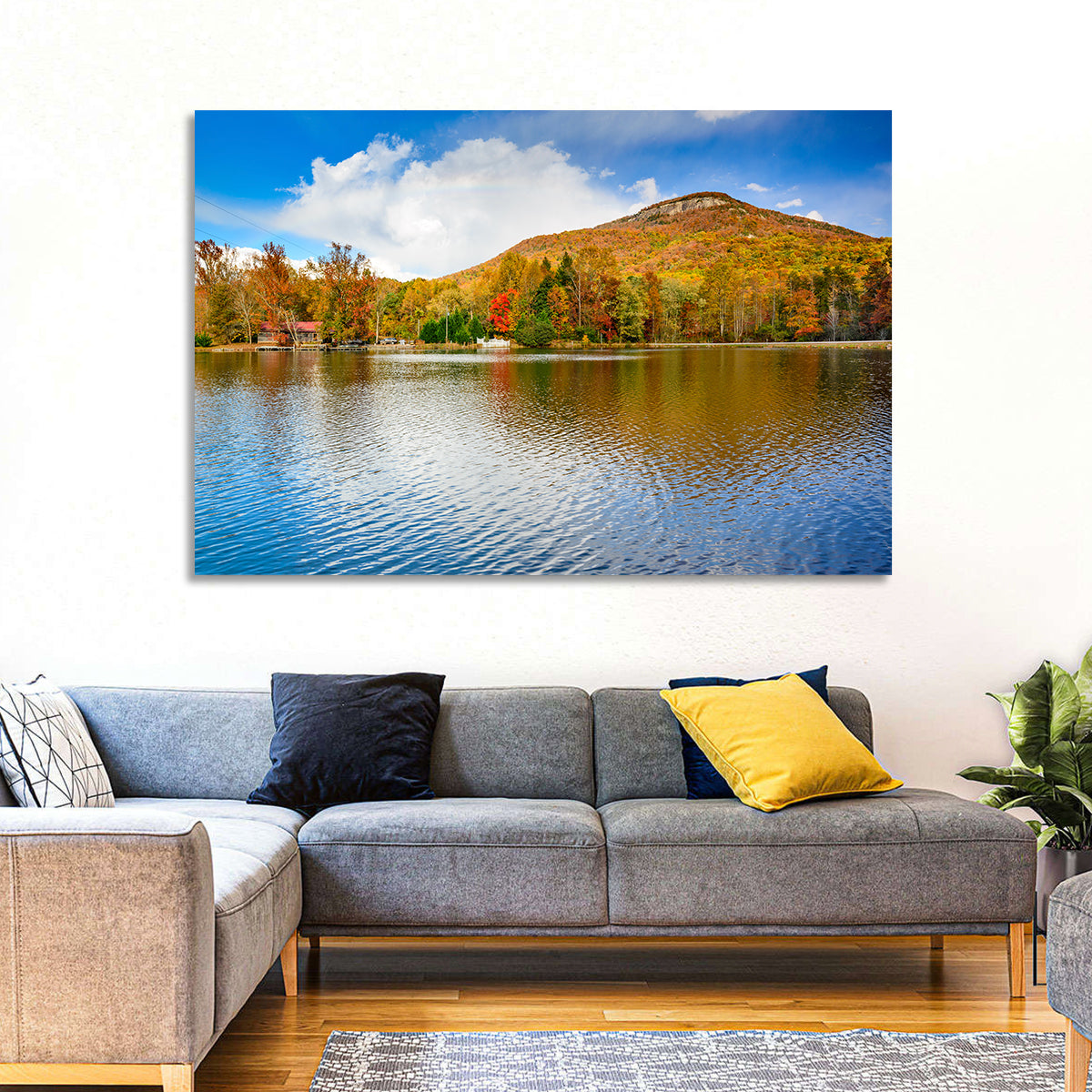 Yonah Mountain Lake View Wall Art in a room, landscape