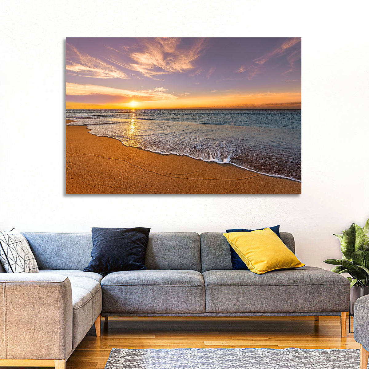 Sunrise Over Ocean Beach Wall Art