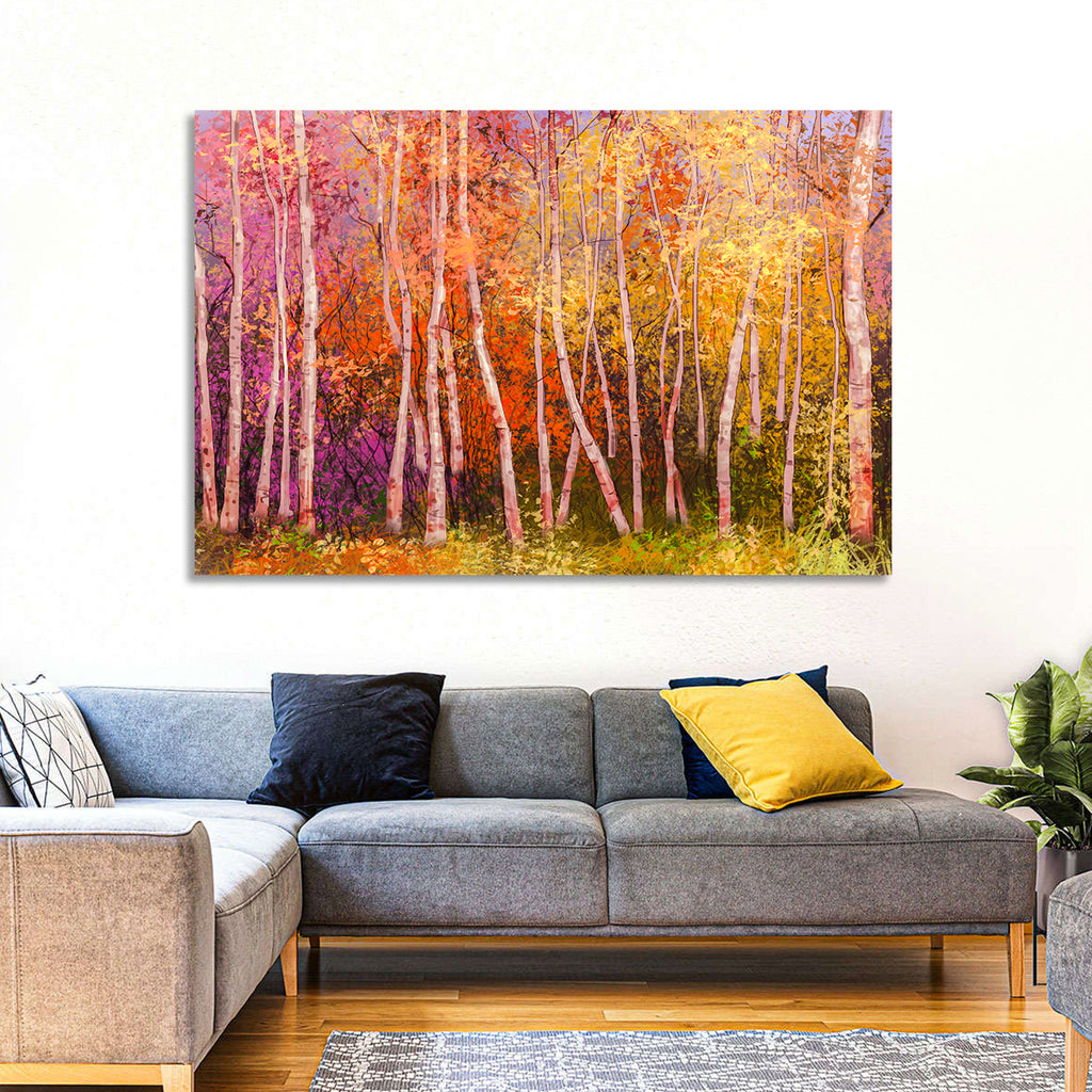 Vibrant Autumn Birch Grove Wall Art