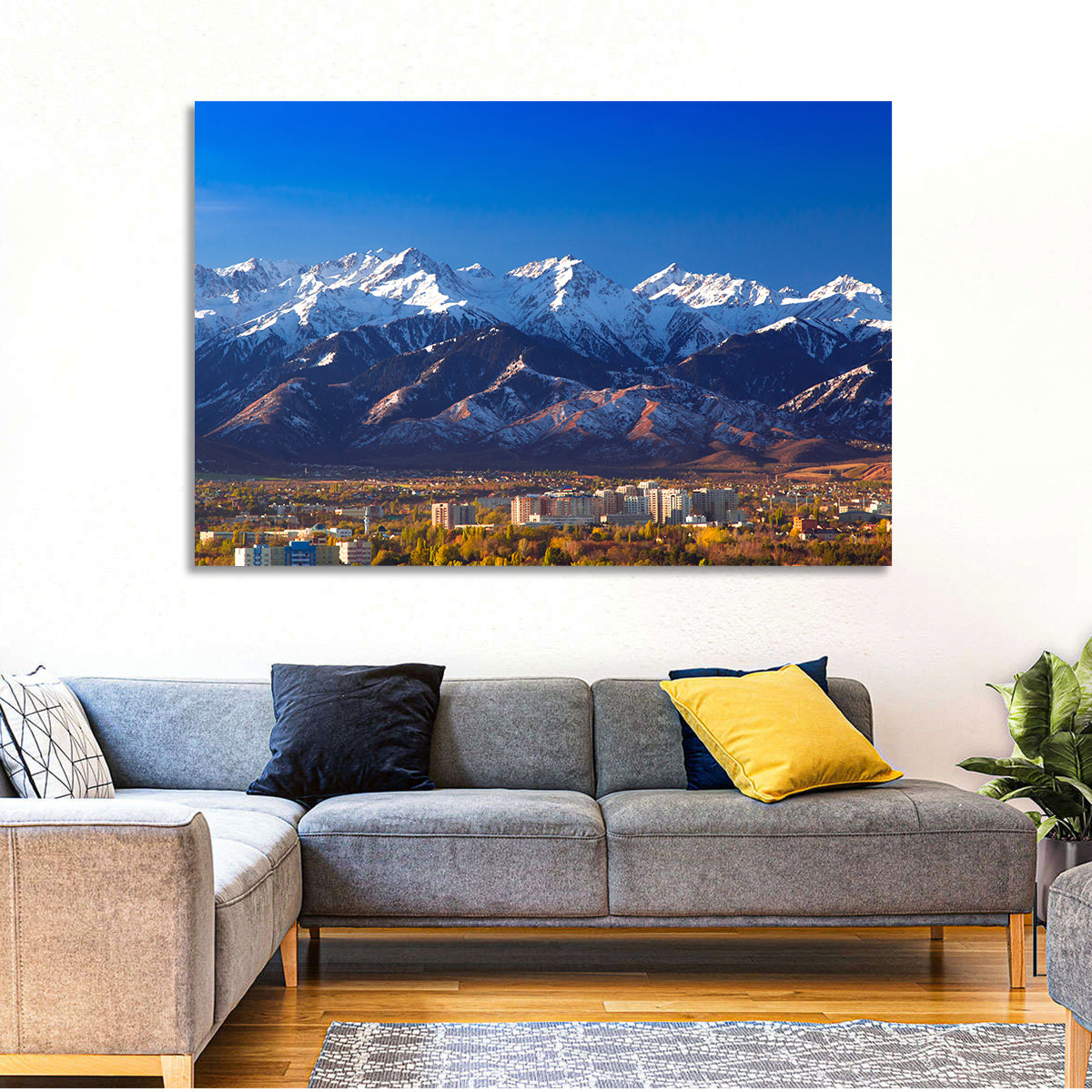 Almaty Snow-capped Trans-ili Alatau Wall Art in a room, landscape