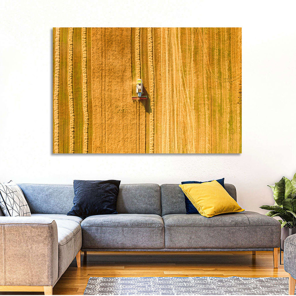 Aerial Wheat Harvest Wall Art