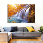Golden Hour Waterfall in Autumn Forest Wall Art