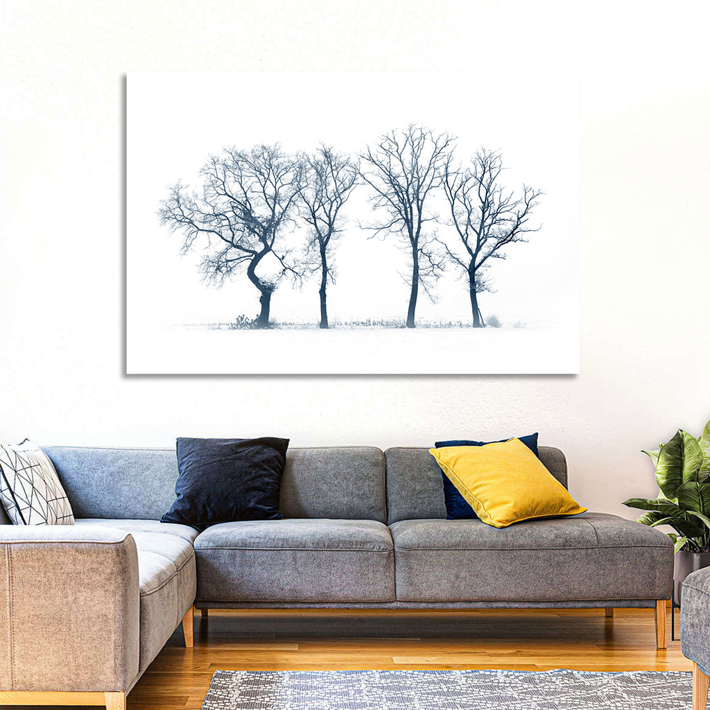 Four Bare Trees in Winter Wall Art