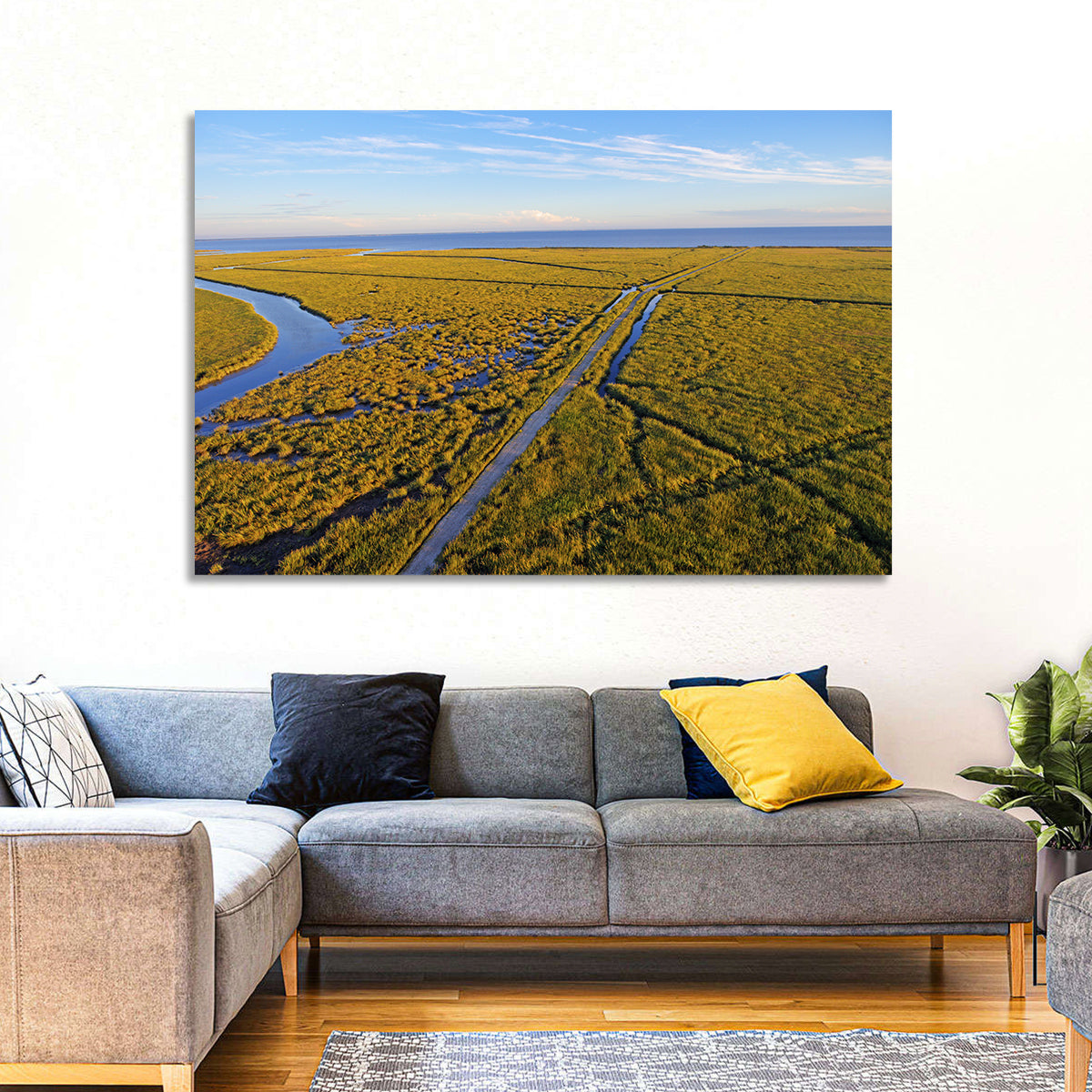 Delaware Bay Marshland Aerial Wall Art