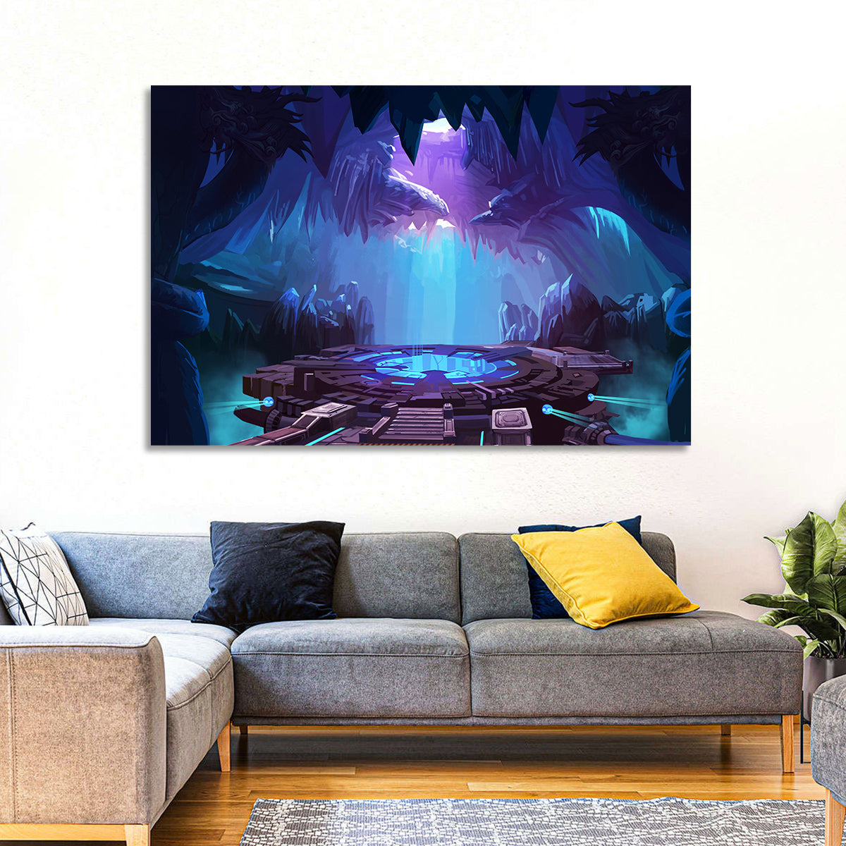 Alien Cave with Glowing Portal Wall Art in a room, landscape