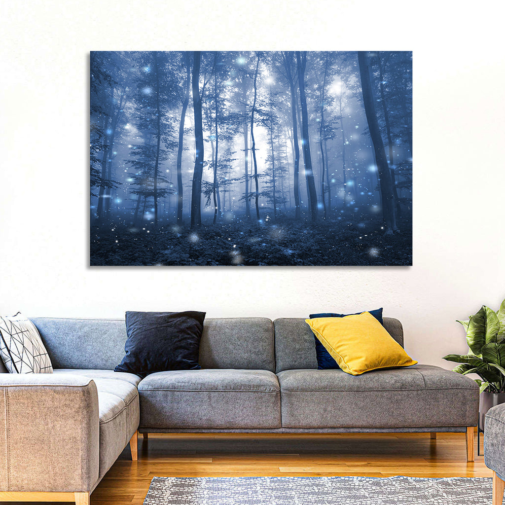 Blue Mist Forest at Twilight Wall Art