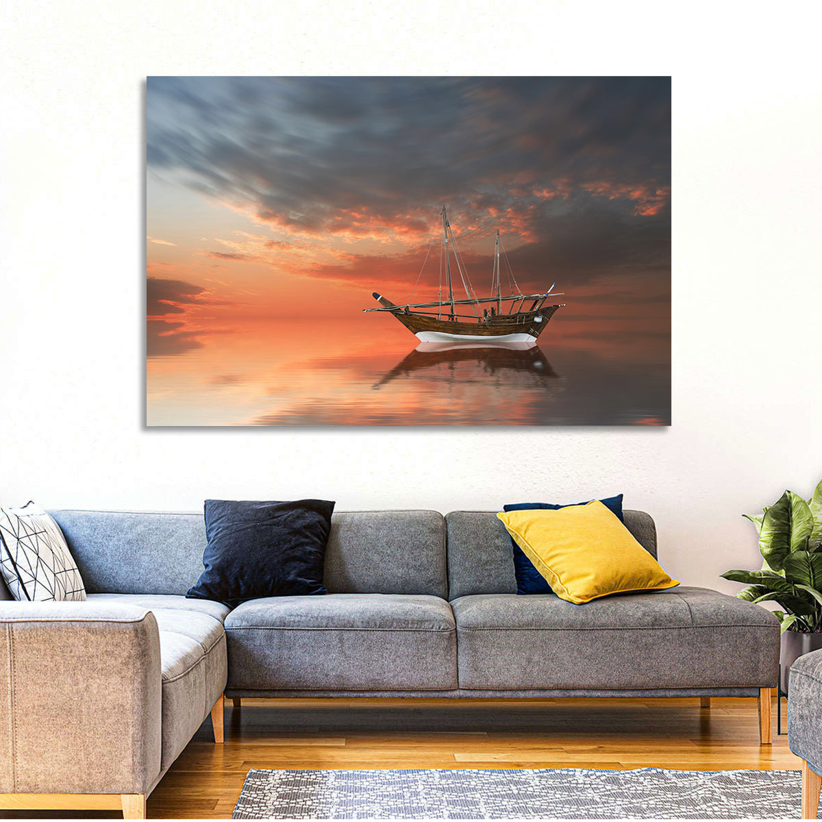 Dhow at Sunset Wall Art